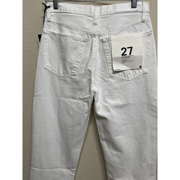 Re/done 70s Stove Pipe Cropped Straight White Destroyed Jeans Sz 27 NEW - Picture 10 of 15